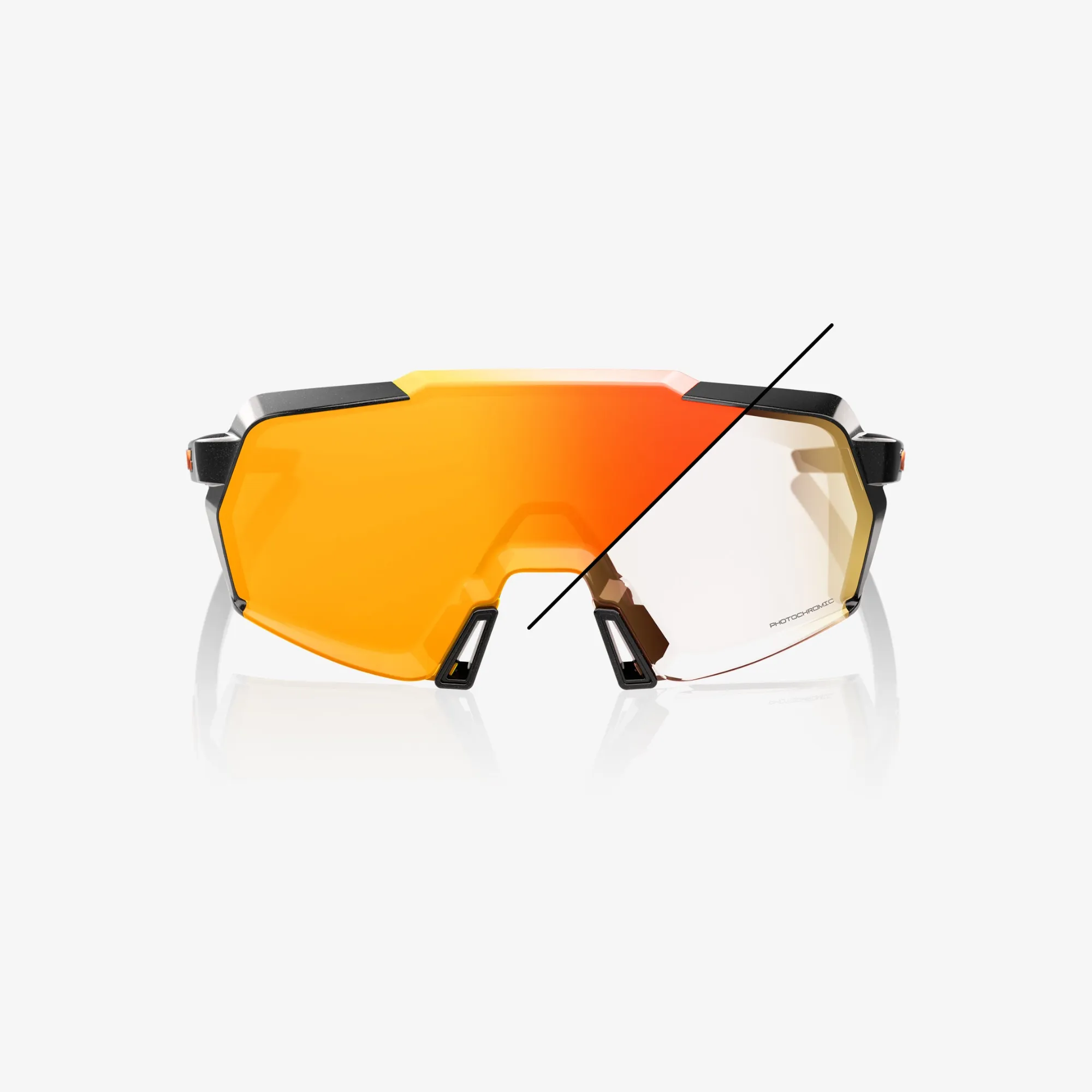 100% Korbin Sunglasses - Gloss Metallic Black (Orange Flash Mirror Photochromic Lens)