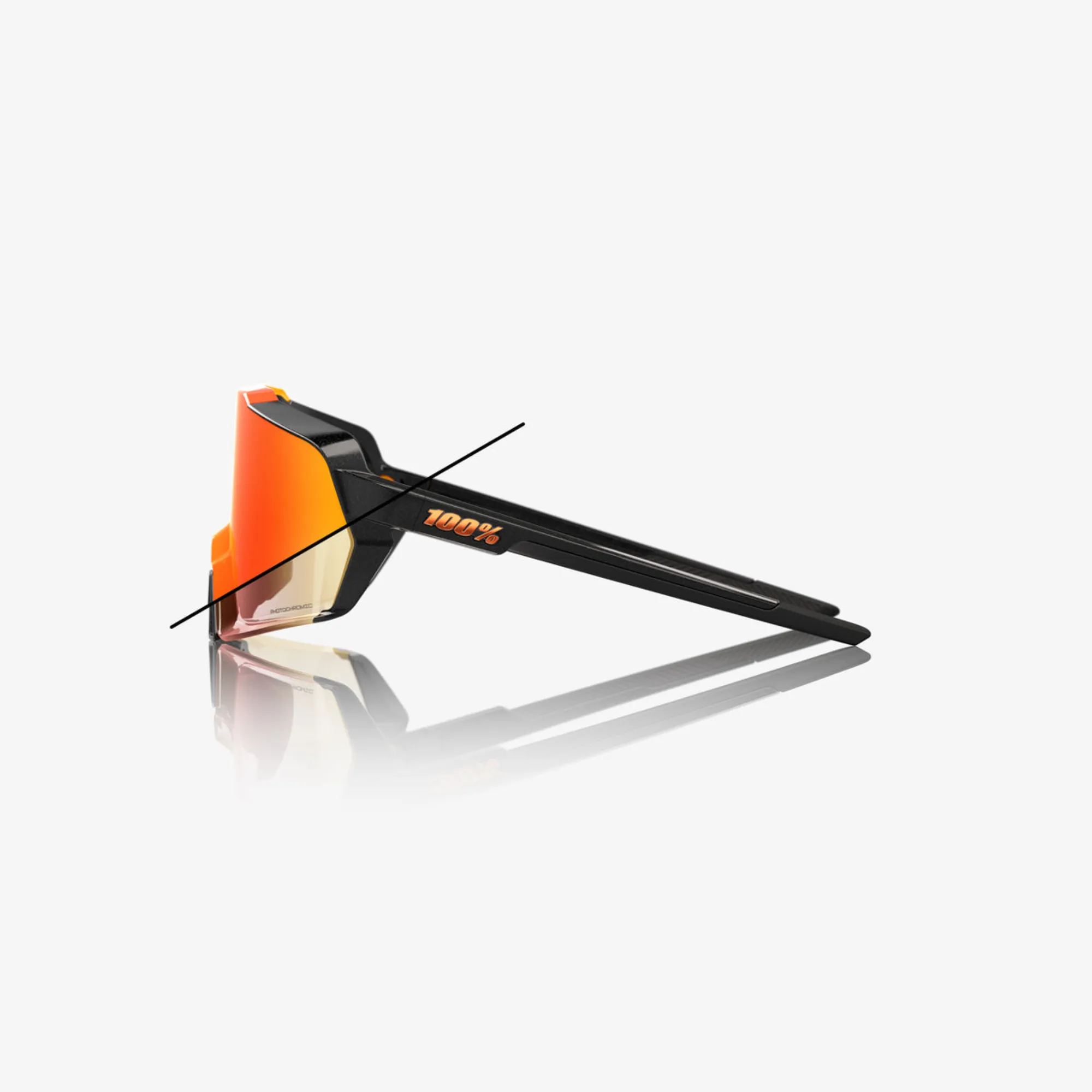 100% Korbin Sunglasses - Gloss Metallic Black (Orange Flash Mirror Photochromic Lens)