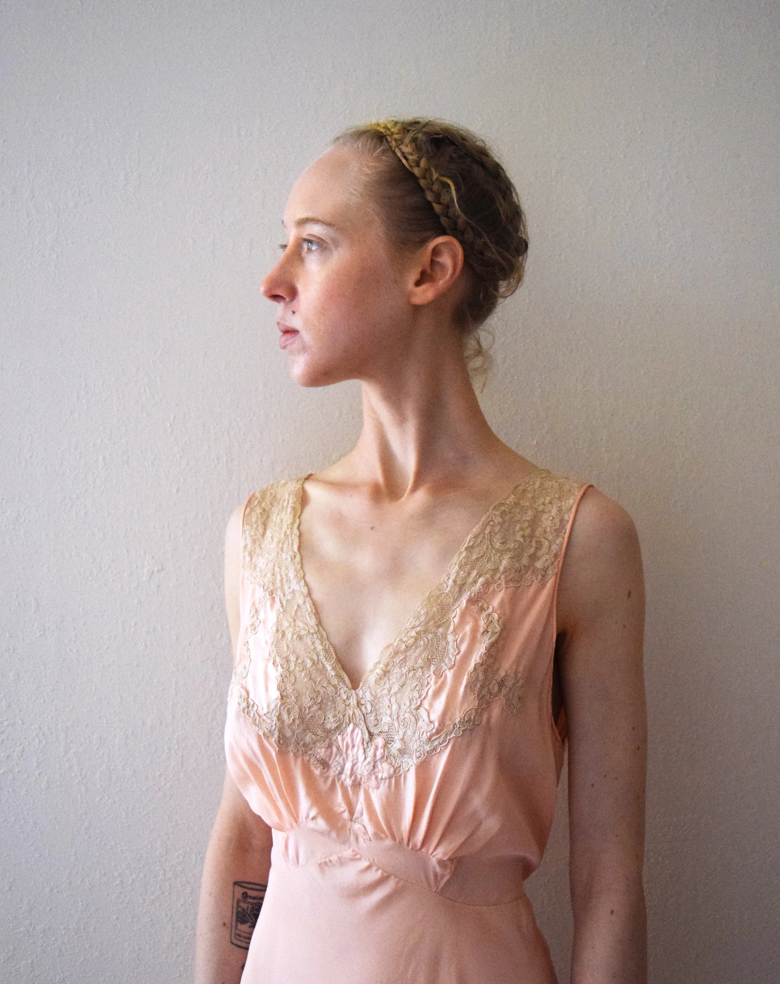 1930s bias cut silk gown . vintage slip dress . size medium to l/xl