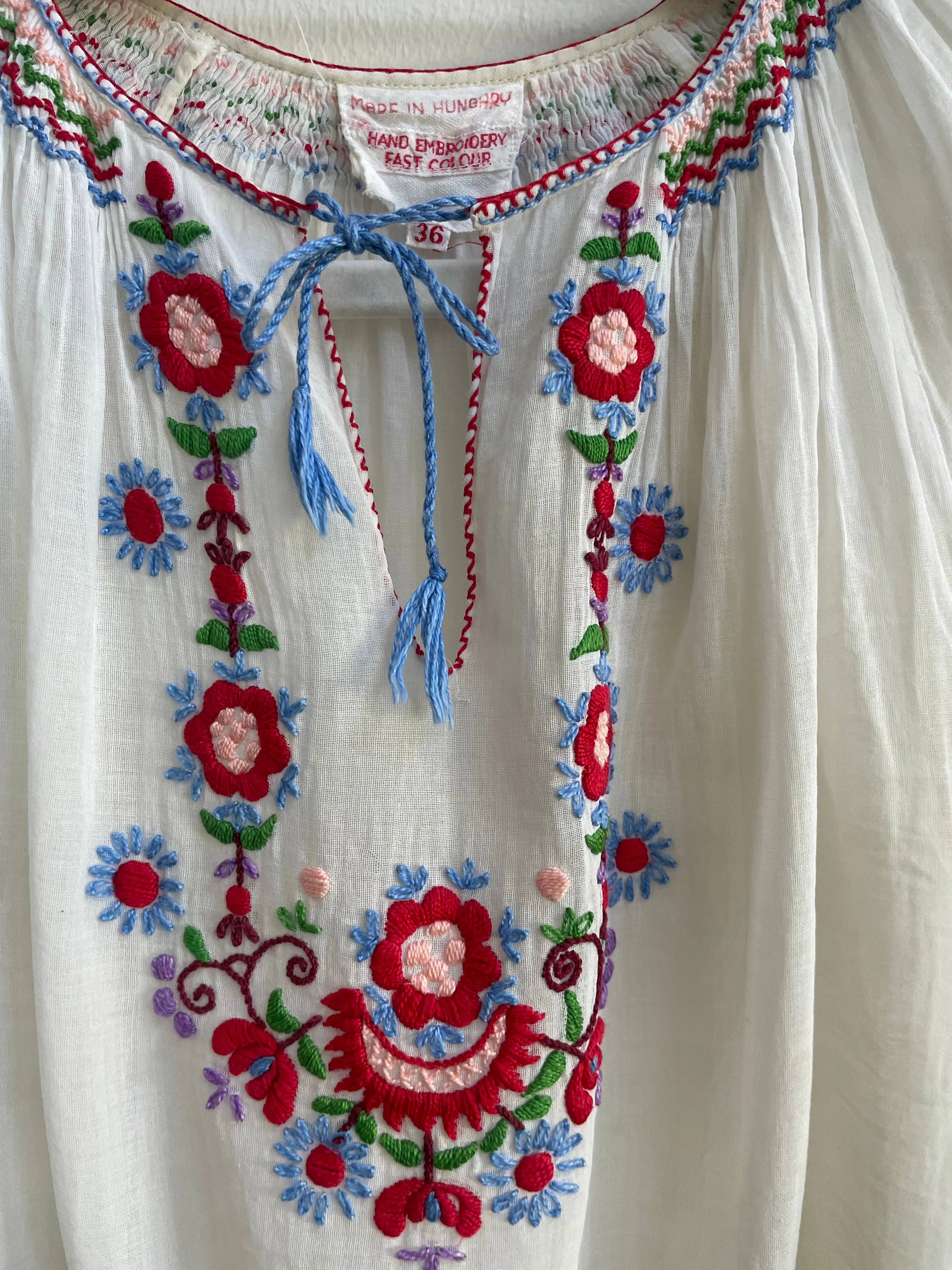 1930s Hand Embroidered Hungarian Smocked Blouse