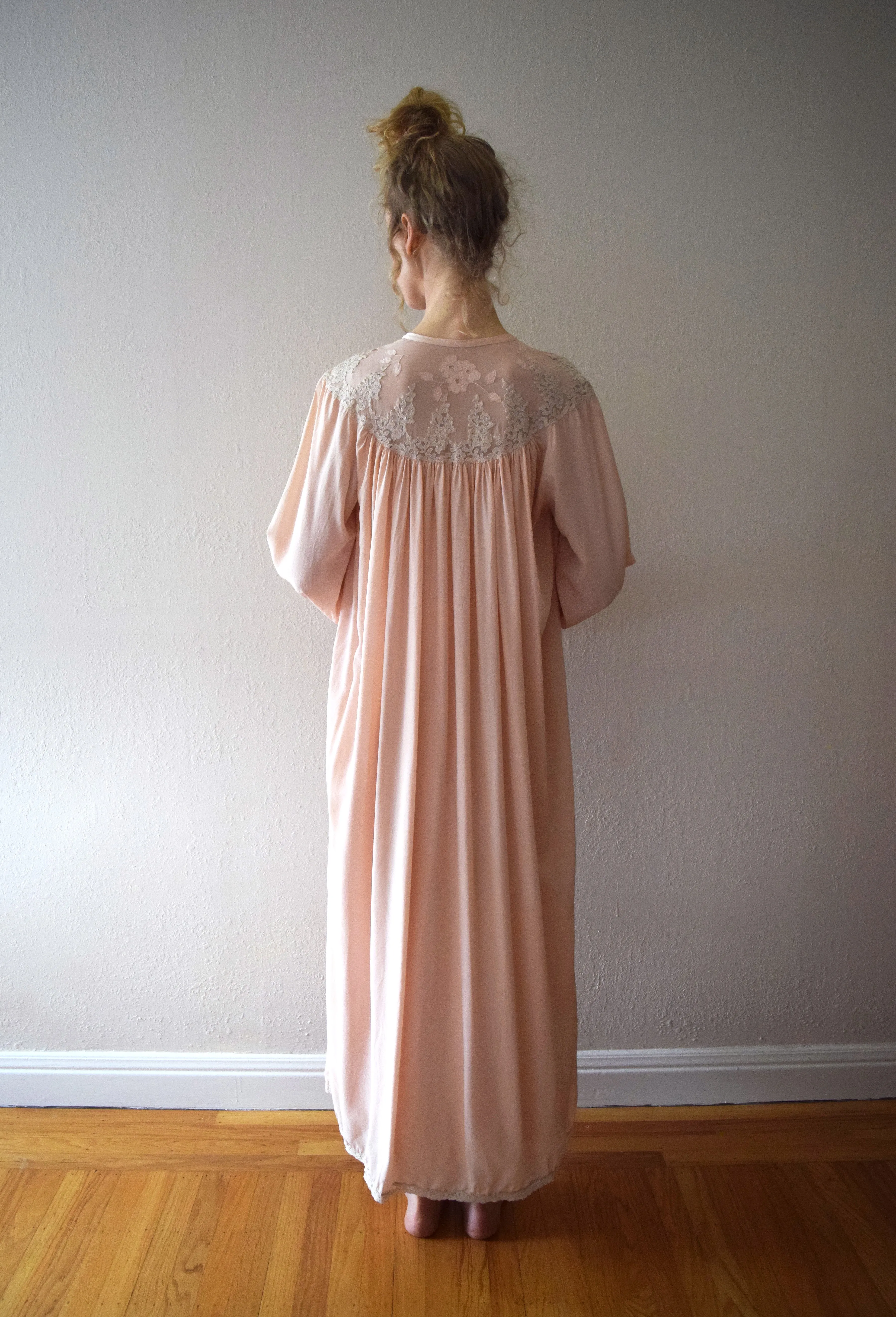 1930s silk peignoir set . vintage 30s slip and robe . size xs to small