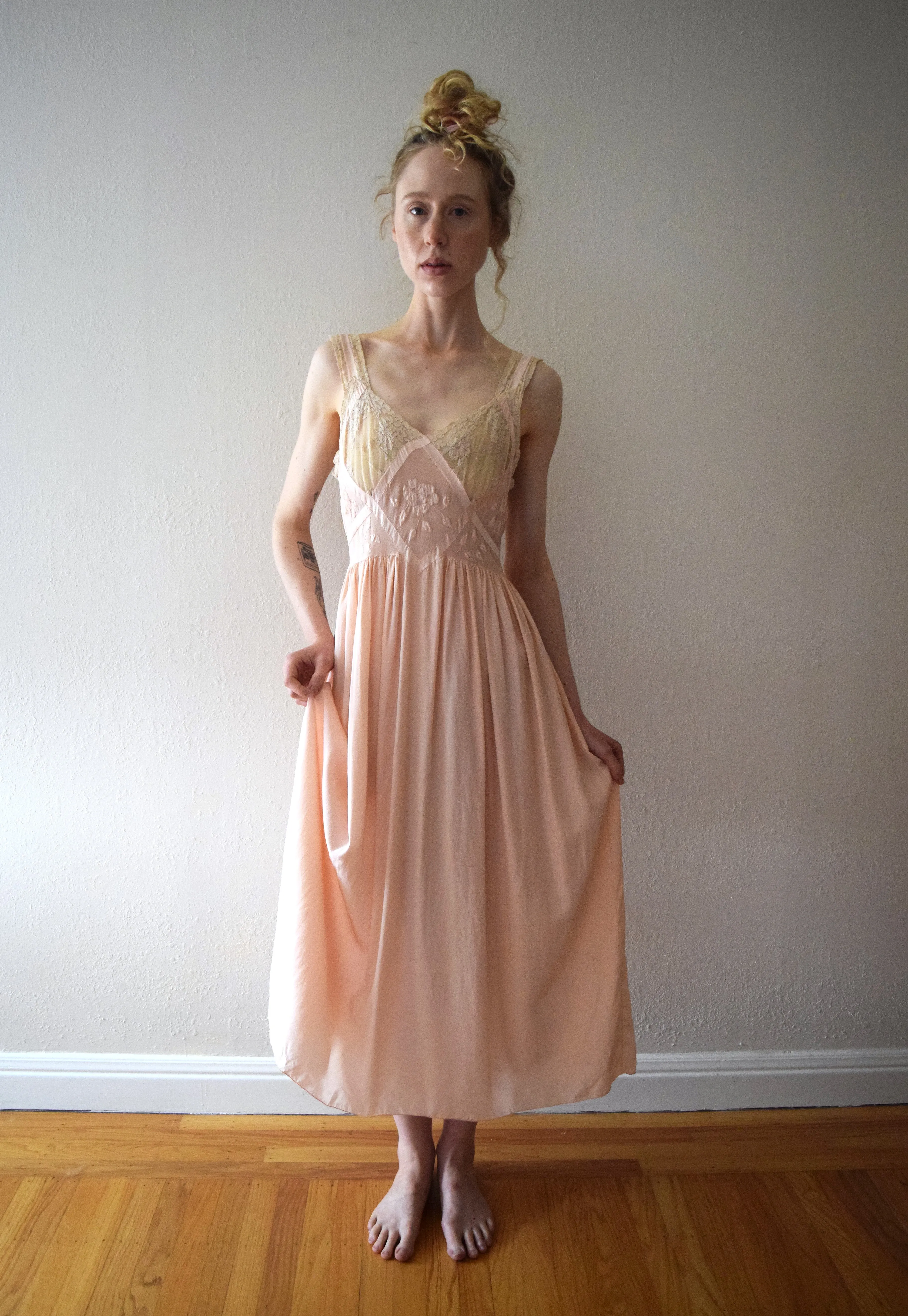 1930s silk peignoir set . vintage 30s slip and robe . size xs to small