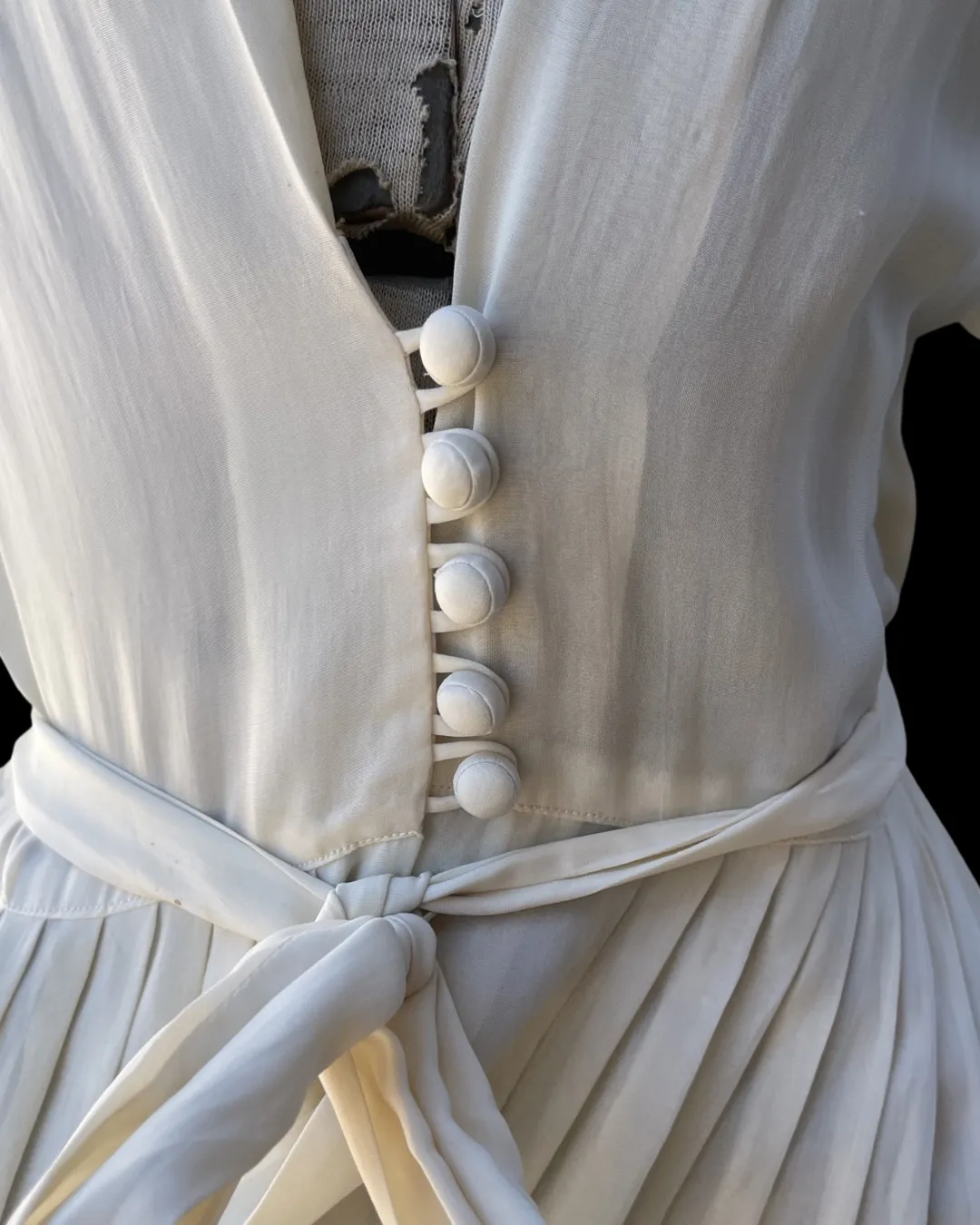 1930s/1940s Rayon Chiffon Bow Applique Peignoir