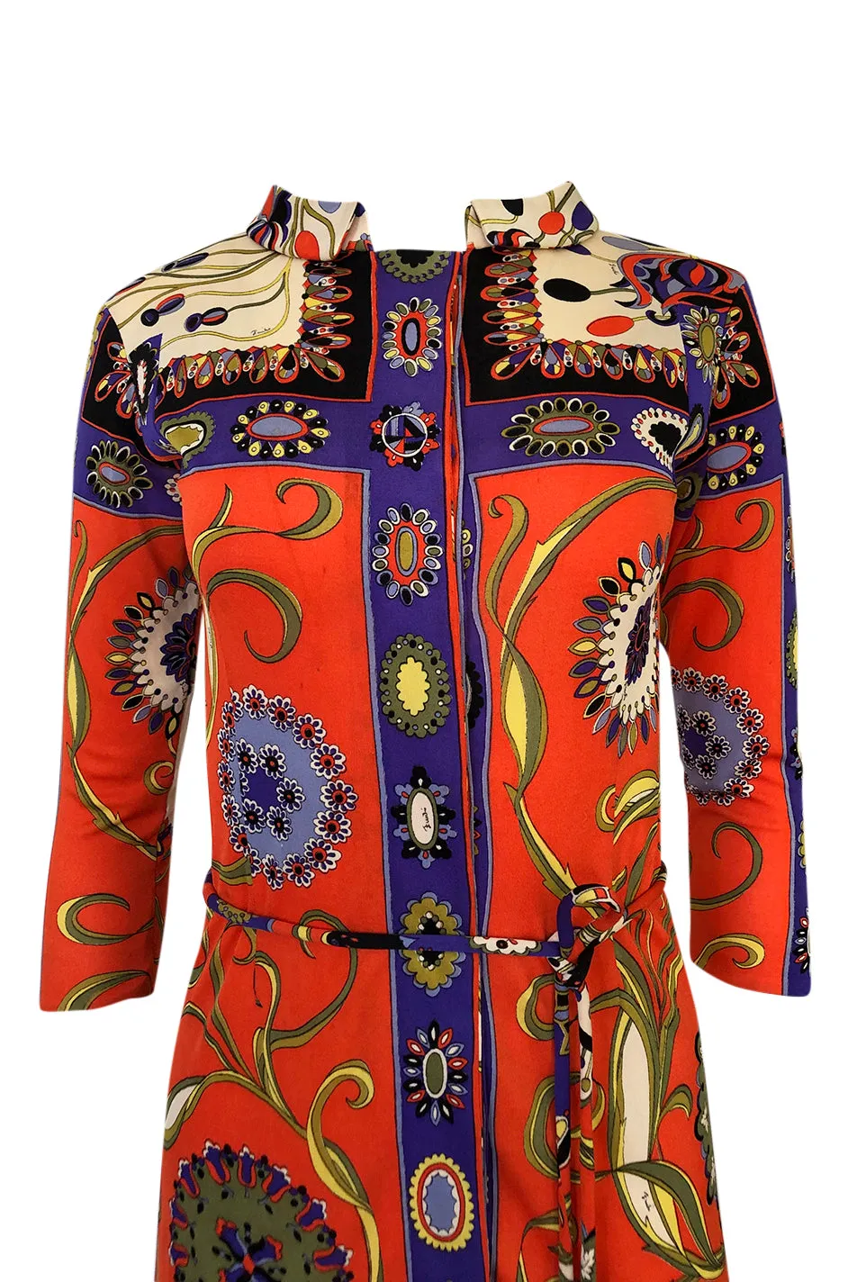 1960s Emilio Pucci Printed Silk Dress w Coppola e Toppo Tassel Belt