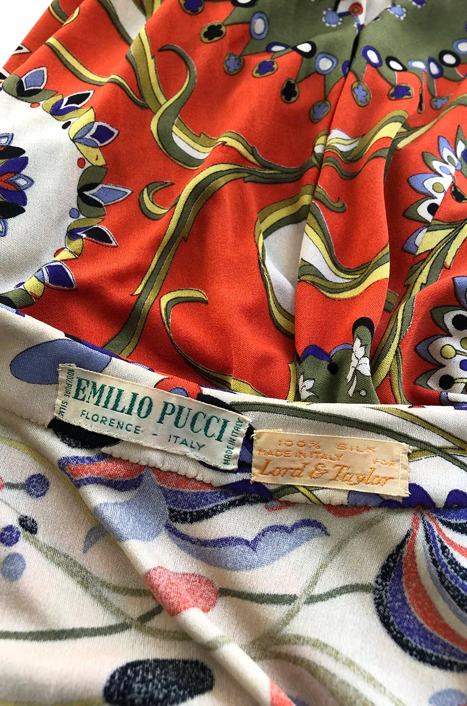 1960s Emilio Pucci Printed Silk Dress w Coppola e Toppo Tassel Belt