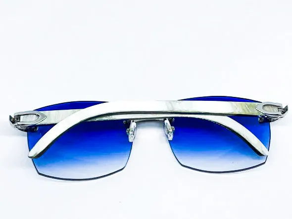 2020 Decor C Platinum White Buffs w/ 58 Blue Mykonos Lenses