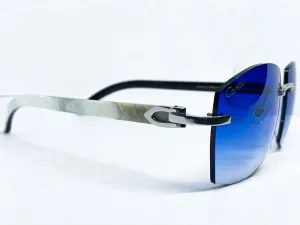 2020 Decor C Platinum White Buffs w/ 58 Blue Mykonos Lenses