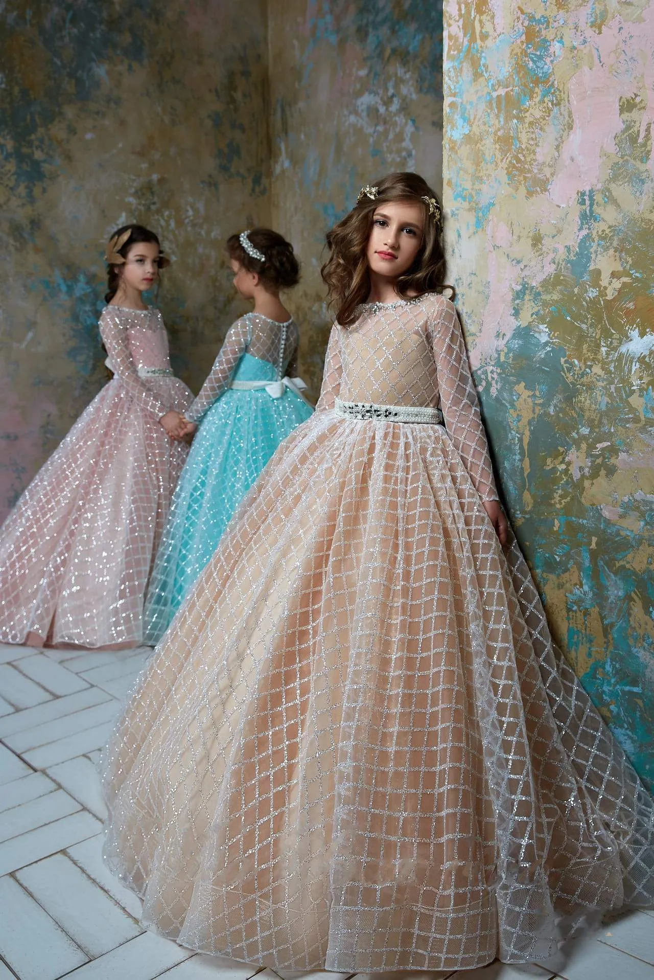 2362 Girls Princess Ball Gown long sleeves
