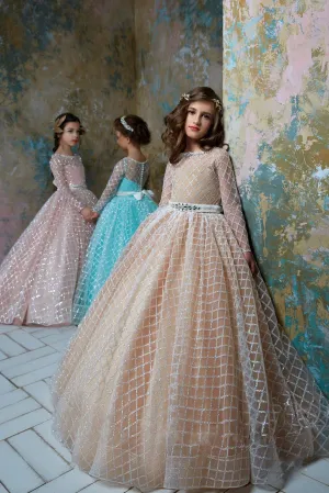 2362 Girls Princess Ball Gown long sleeves