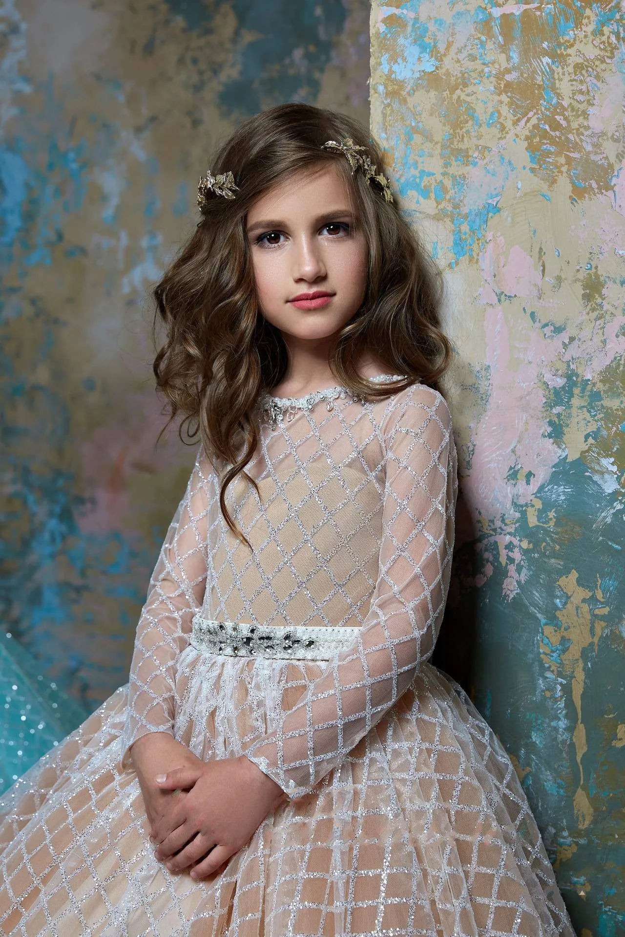 2362 Girls Princess Ball Gown long sleeves