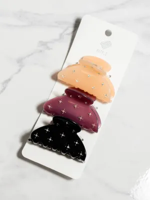 3 Pack Studded Hair Clips