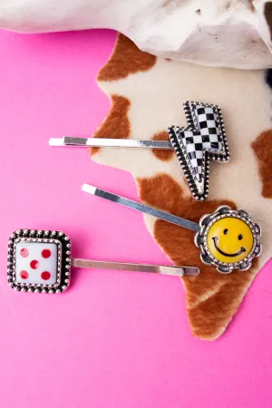3 Piece Fun & Games Hair Pin Set