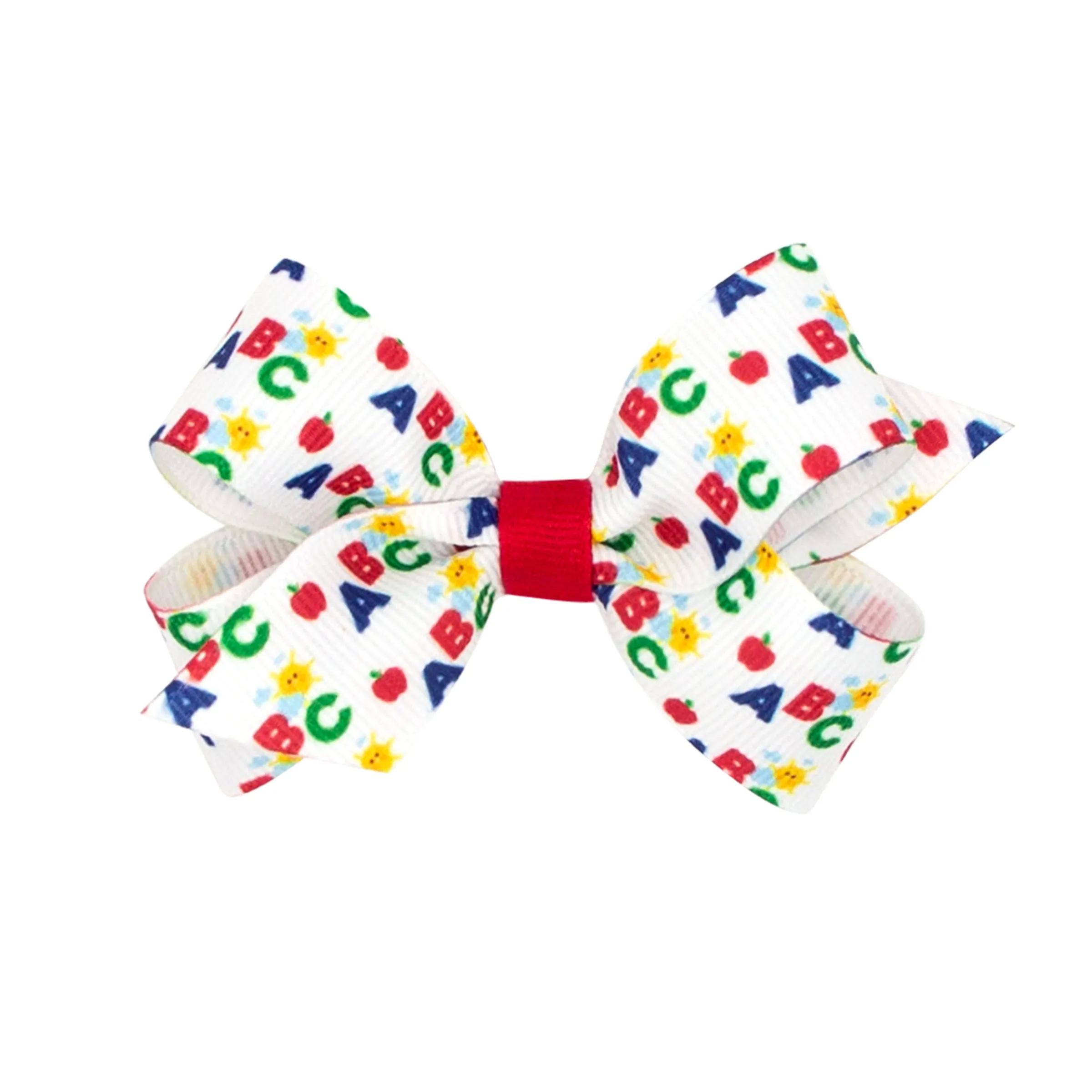ABC Printed Grosgrain Hair Bow on Clippie