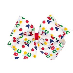 ABC Printed Grosgrain Hair Bow on Clippie