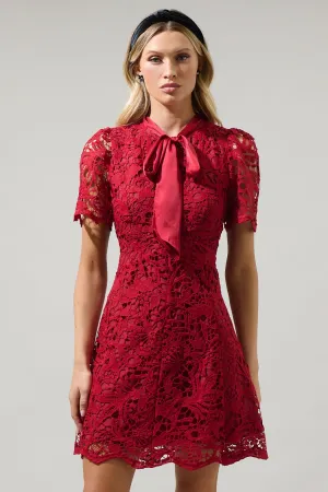 Abilene Bow Embroidered Mini Dress