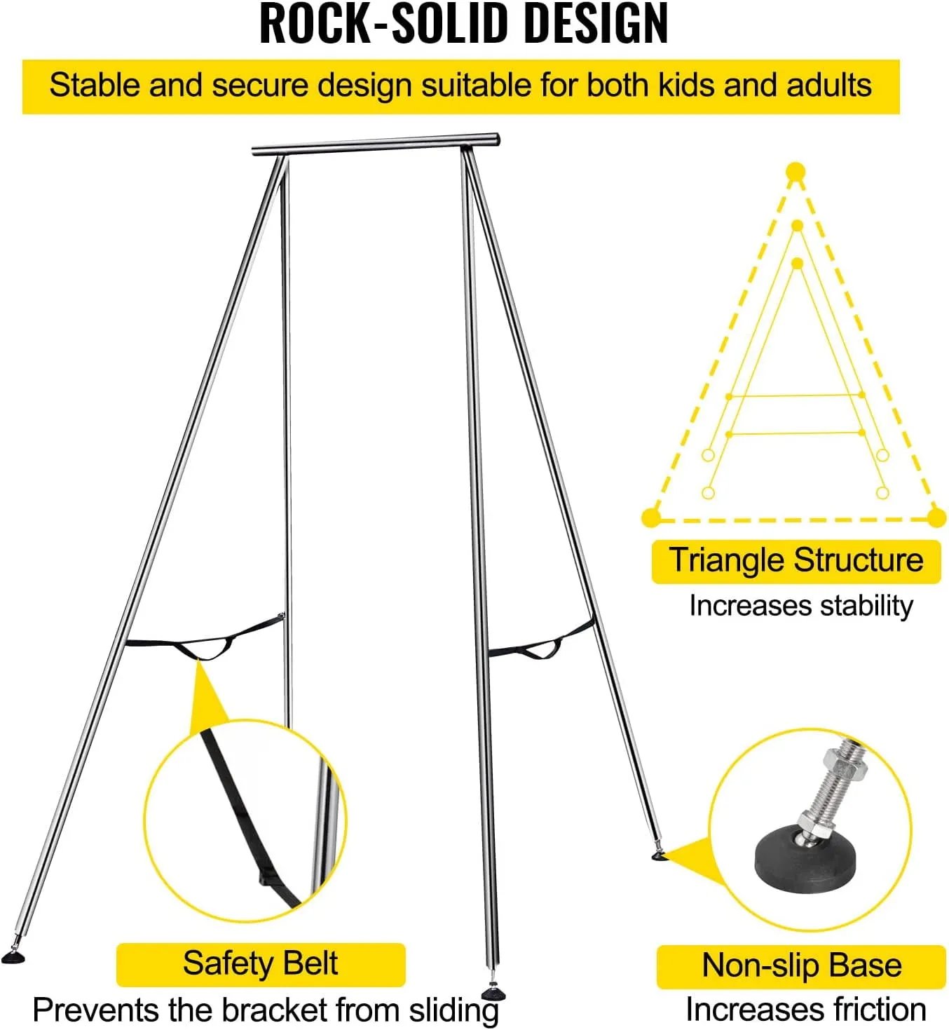 Adjustable 115" Yoga 551lbs/250kg Frame for Fitness Body Extension Improved Yoga Inversions Flexibility & Core Strength