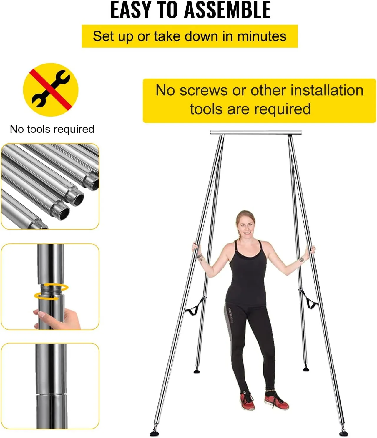 Adjustable 115" Yoga 551lbs/250kg Frame for Fitness Body Extension Improved Yoga Inversions Flexibility & Core Strength
