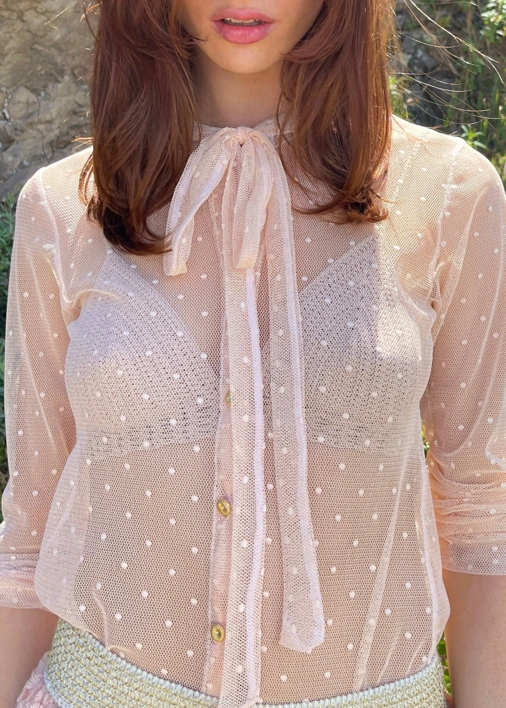 Agnes Lace Blouse in Peach