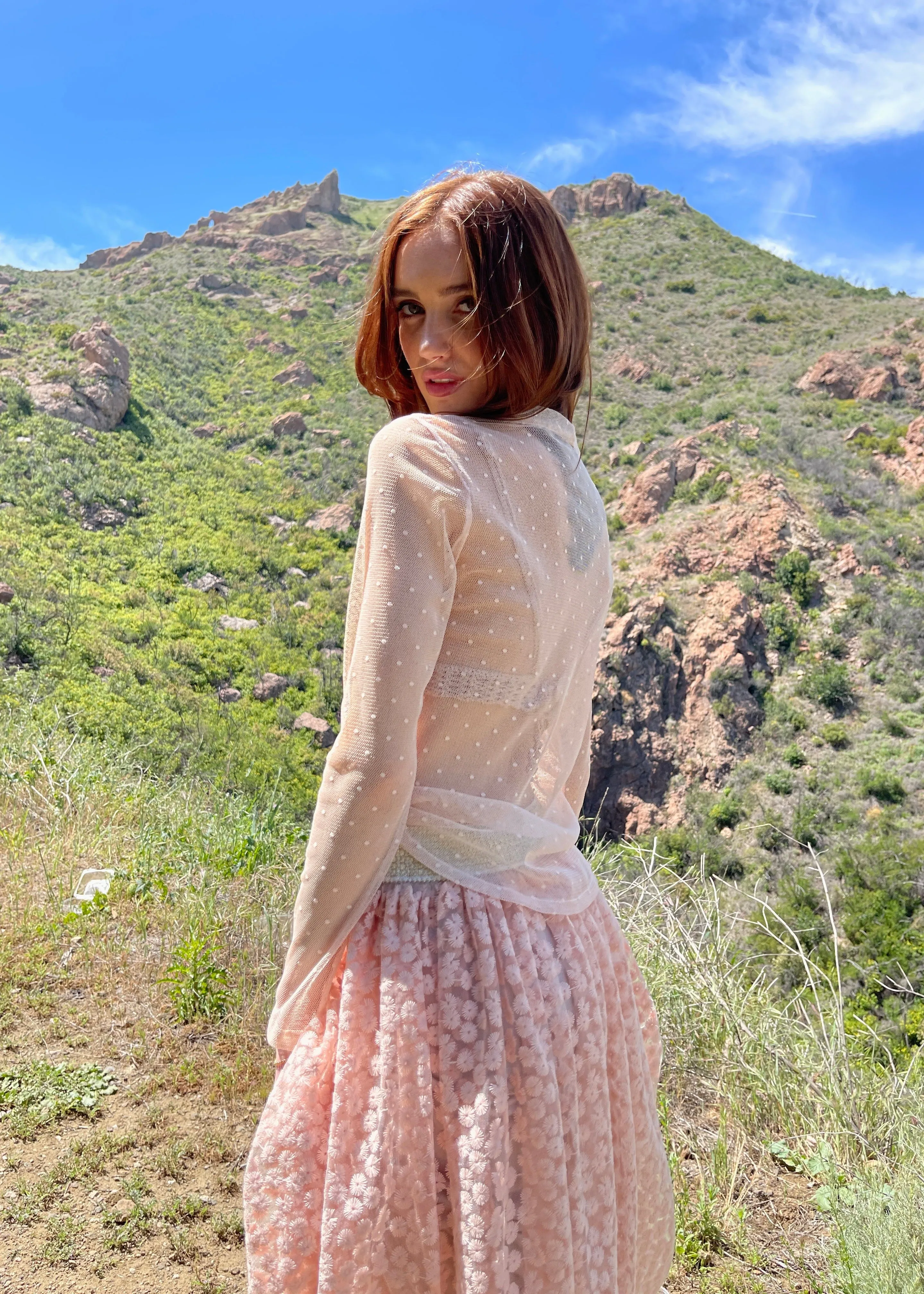Agnes Lace Blouse in Peach