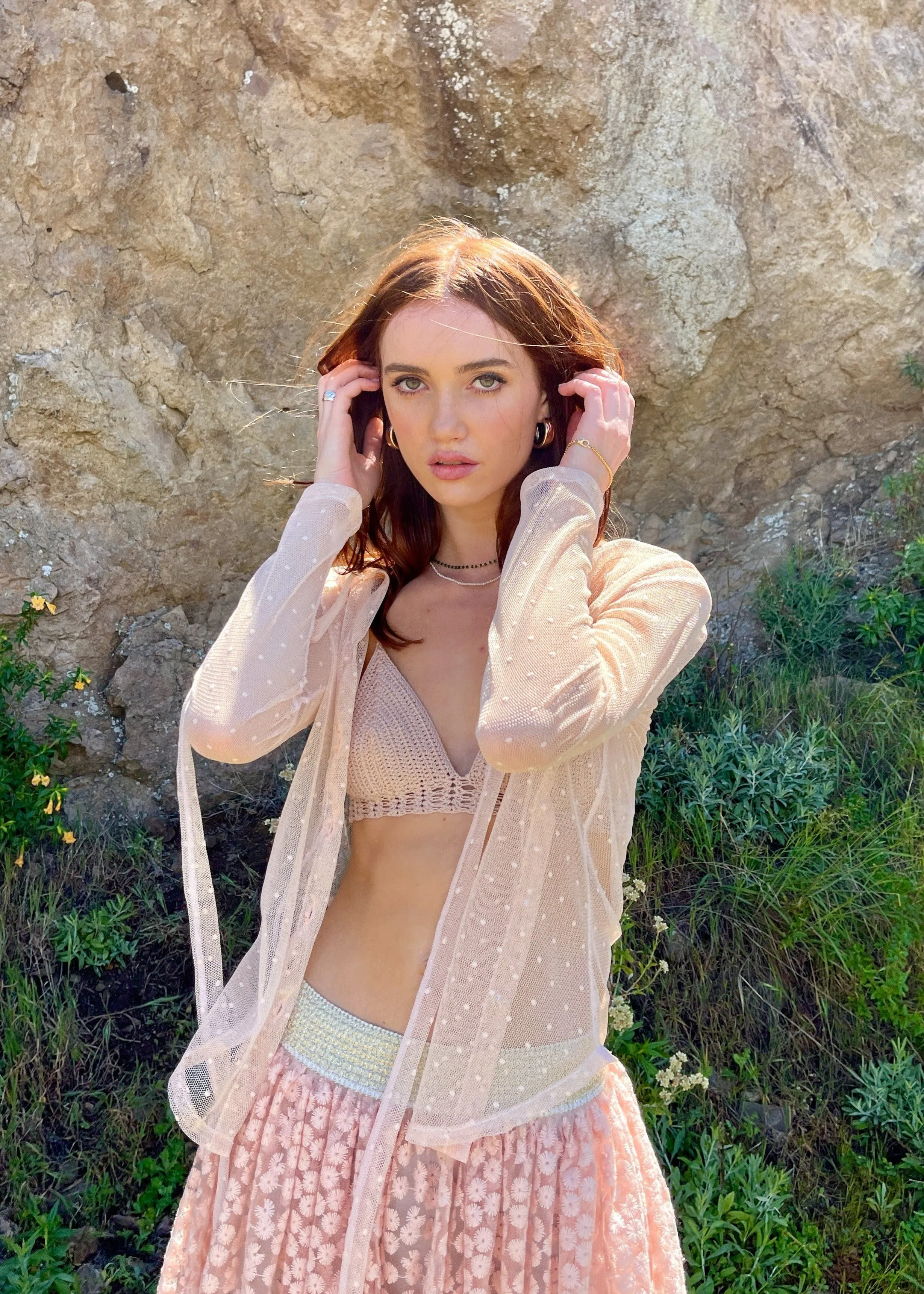 Agnes Lace Blouse in Peach