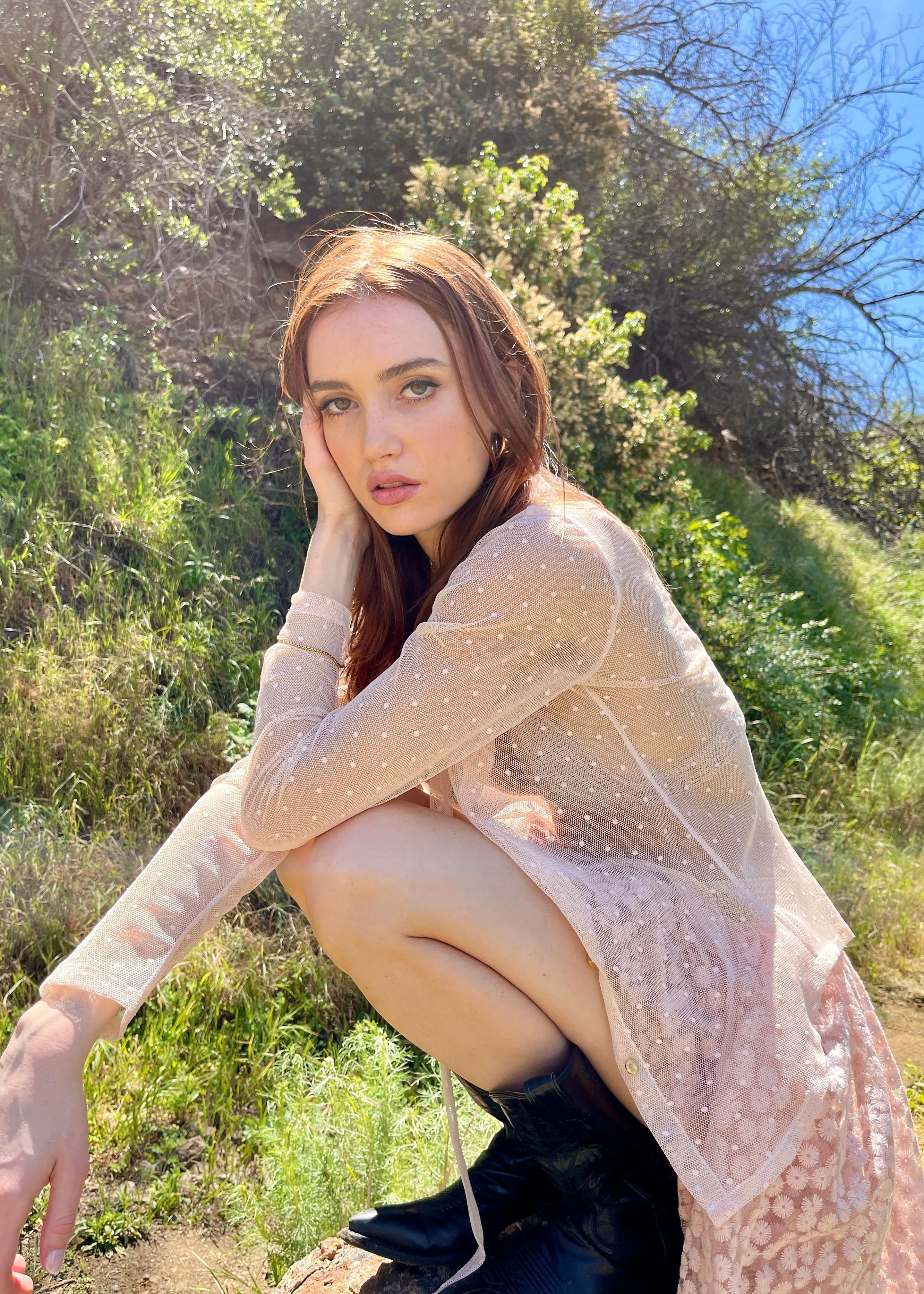 Agnes Lace Blouse in Peach