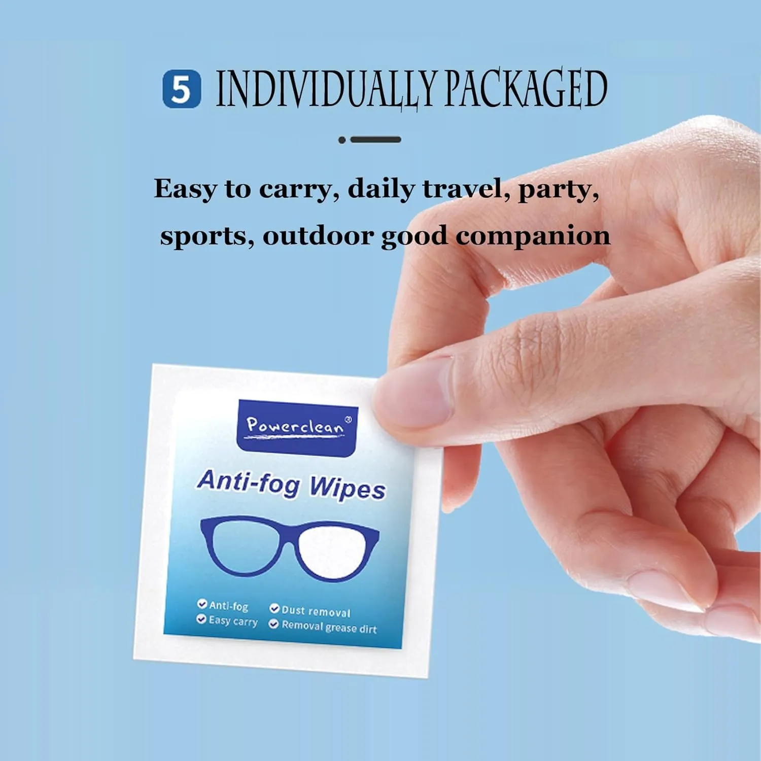 AM3840 100Pcs Anti Fog Wipes for Glasses, Individually Wrapped Lens Cleaner Wipes