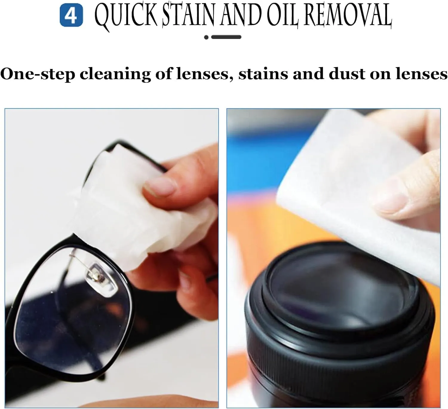 AM3840 100Pcs Anti Fog Wipes for Glasses, Individually Wrapped Lens Cleaner Wipes