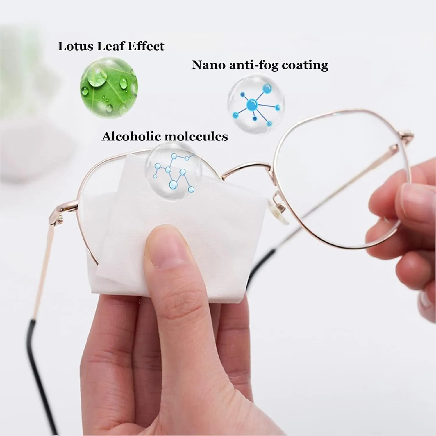 AM3840 100Pcs Anti Fog Wipes for Glasses, Individually Wrapped Lens Cleaner Wipes
