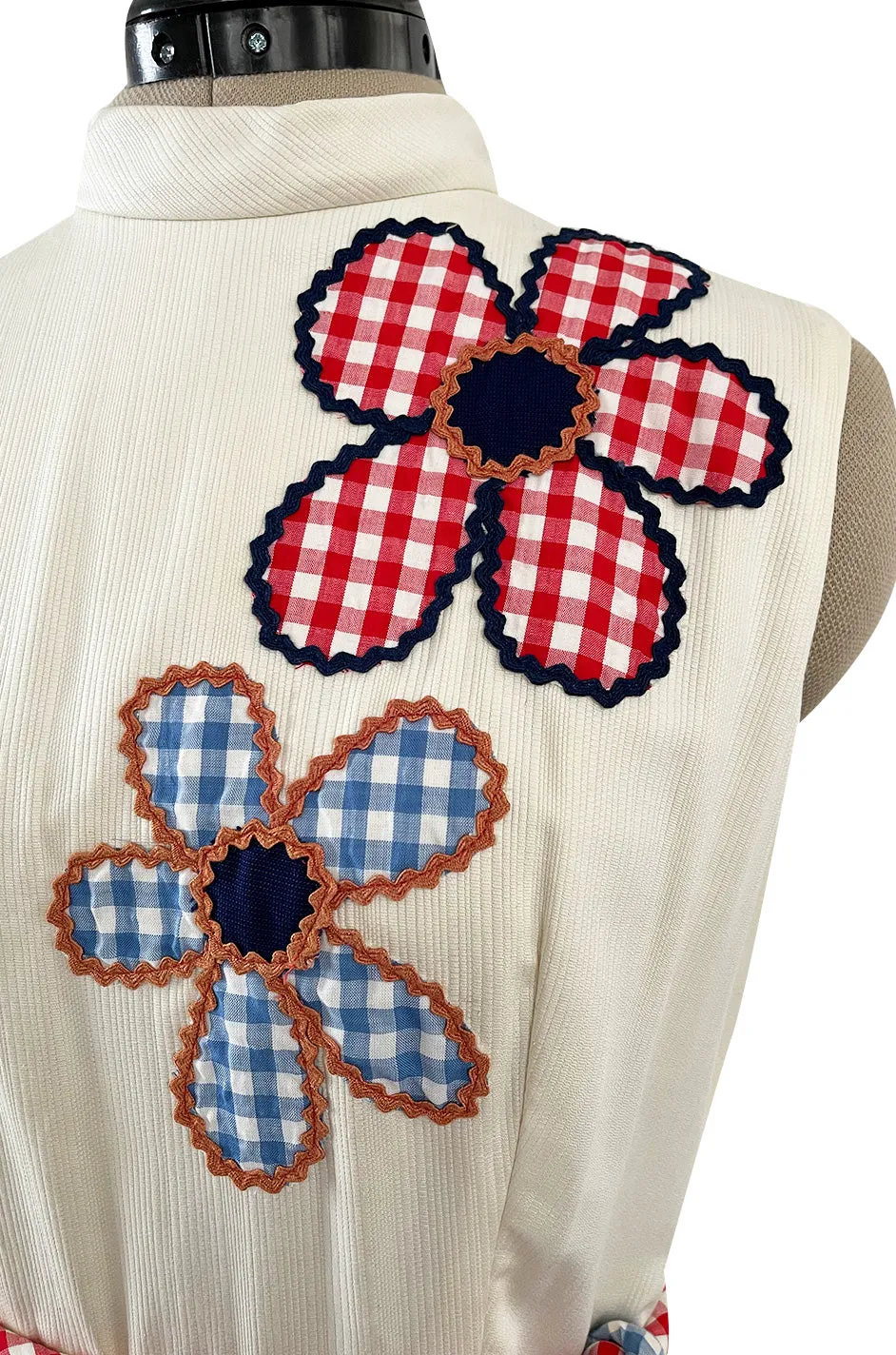 Amazing 1970s Malcolm Appliqué Starr Flower Dress by Youssef Rizkallah w Open Side Slit