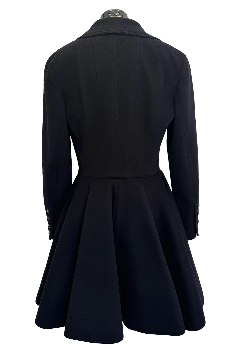 Amazing Fall 1994 Chanel by Karl Lagerfeld Runway Look 20 Deep Blue Black Cashmere Flare Jacket