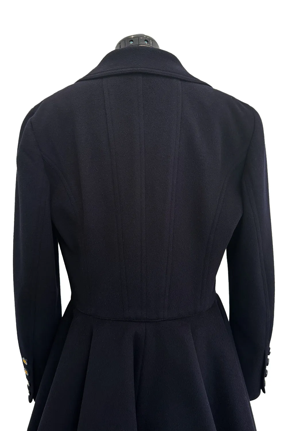 Amazing Fall 1994 Chanel by Karl Lagerfeld Runway Look 20 Deep Blue Black Cashmere Flare Jacket