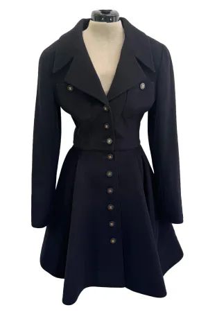 Amazing Fall 1994 Chanel by Karl Lagerfeld Runway Look 20 Deep Blue Black Cashmere Flare Jacket