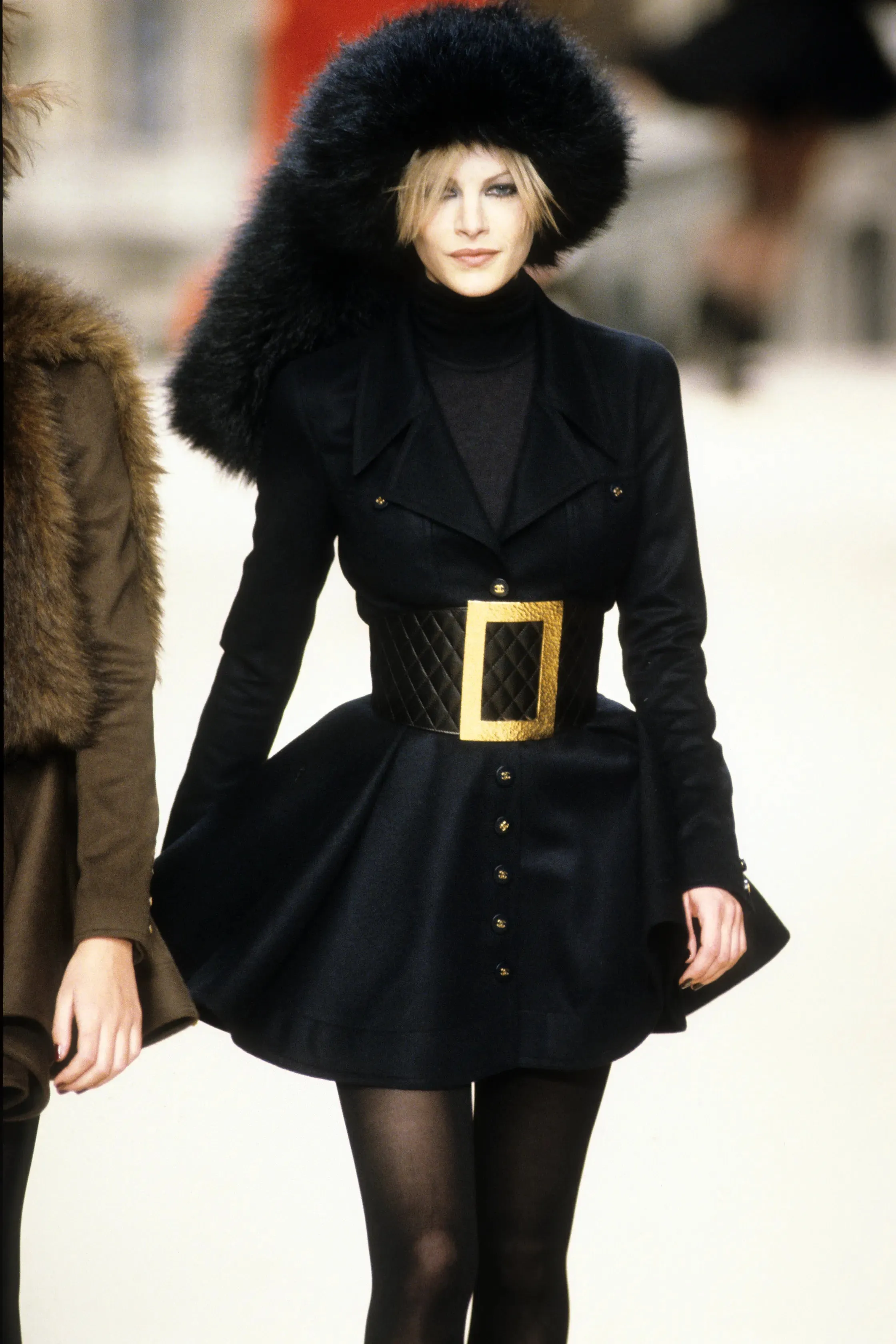 Amazing Fall 1994 Chanel by Karl Lagerfeld Runway Look 20 Deep Blue Black Cashmere Flare Jacket