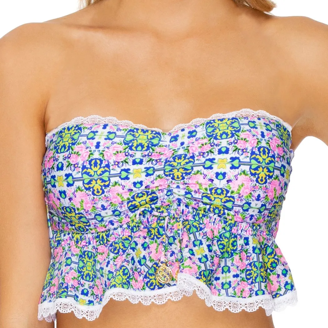 ANGEL FACE - Lace Trim Bandeau Crop Top