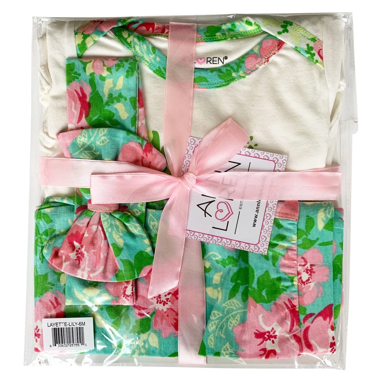AnnLoren Baby Girls Layette Floral Onesie Pants Headband 3pc Gift Set Clothing