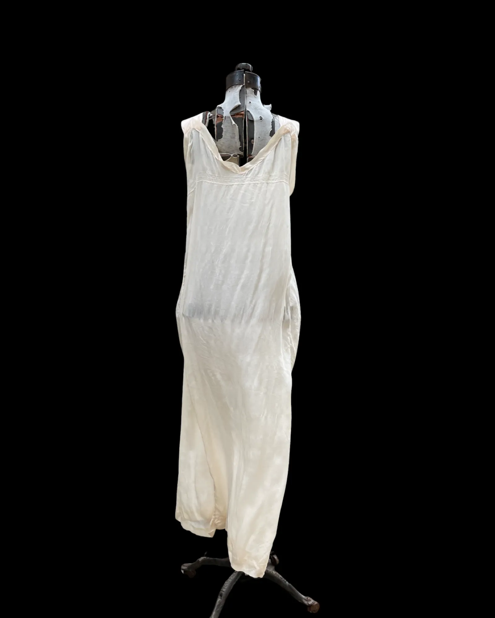 Antique Edwardian Soft Pink Appliqué Chiddon Slip Dress