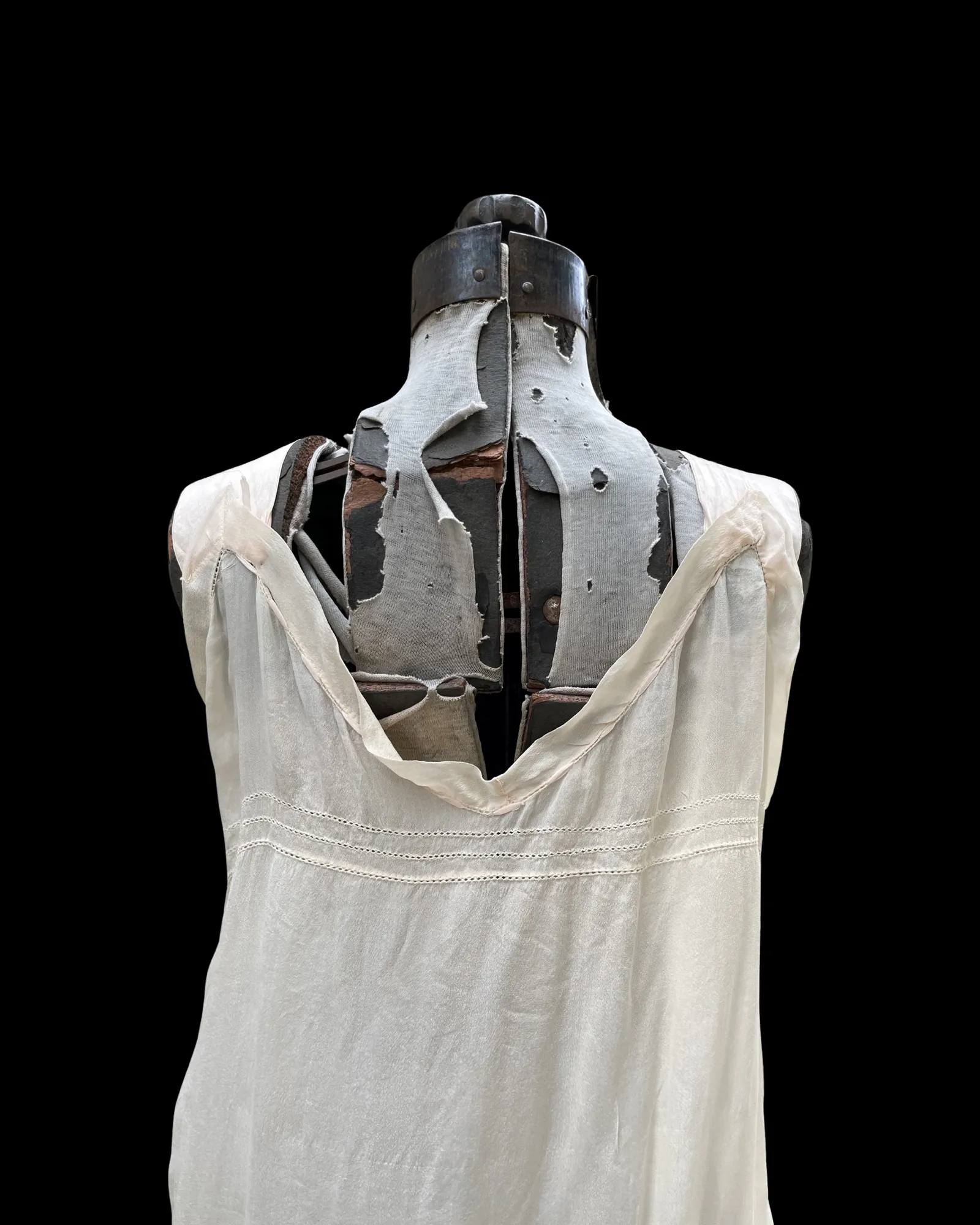 Antique Edwardian Soft Pink Appliqué Chiddon Slip Dress