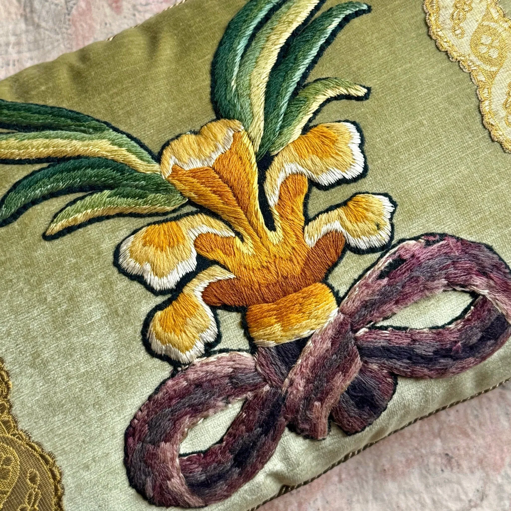 Antique English Crewel Embroidery (#E061424 | 13.5 x 20")