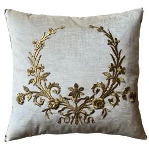 Antique Raised Gold Ottoman Empire Embroidery on Oyster Velvet (#E091824A&B | 21 x 20")