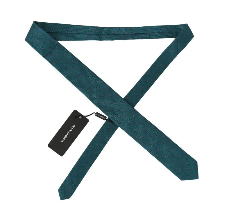 Aquamarine Silk Gray Pattern Tie