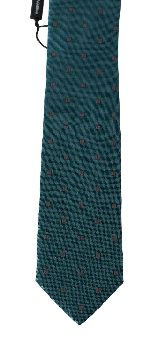 Aquamarine Silk Gray Pattern Tie