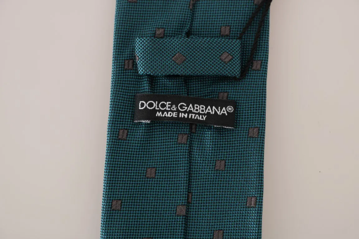 Aquamarine Silk Gray Pattern Tie