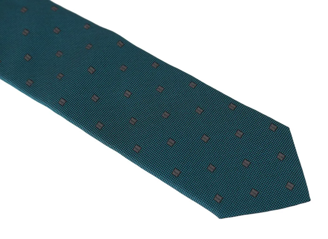 Aquamarine Silk Gray Pattern Tie