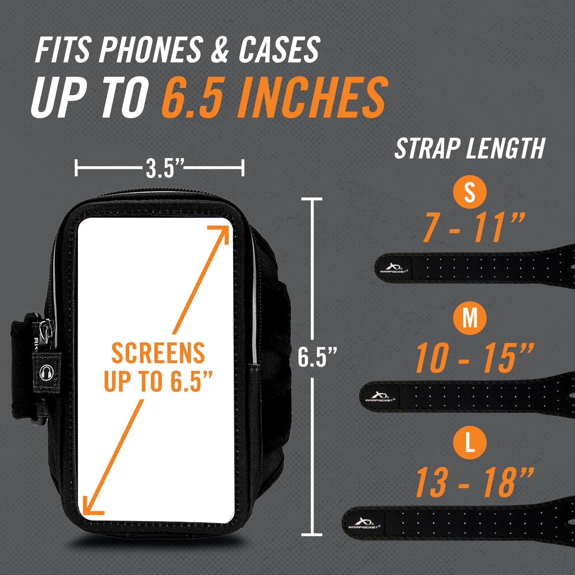 Armpocket Mega i-40 Phone Running Case for iPhone 15/ 15 Pro/14/14 Pro/13/13 Pro/12/12 Pro, Galaxy S23/S23 /A54/S22 /S21/S20 & More