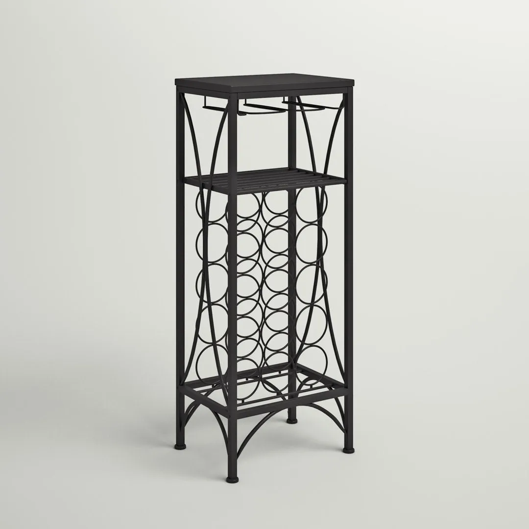 Arveda Home Bar, Wine Rack, Metal, Black, Black, Transitional Lark Manor™ Finish: Black