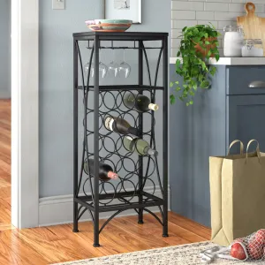 Arveda Home Bar, Wine Rack, Metal, Black, Black, Transitional Lark Manor™ Finish: Black