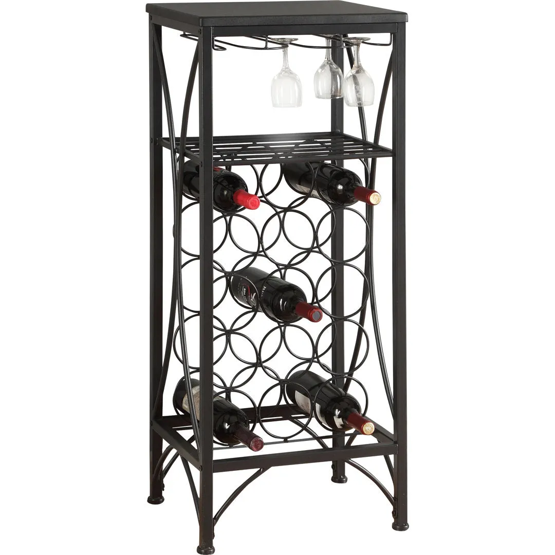 Arveda Home Bar, Wine Rack, Metal, Black, Black, Transitional Lark Manor™ Finish: Black