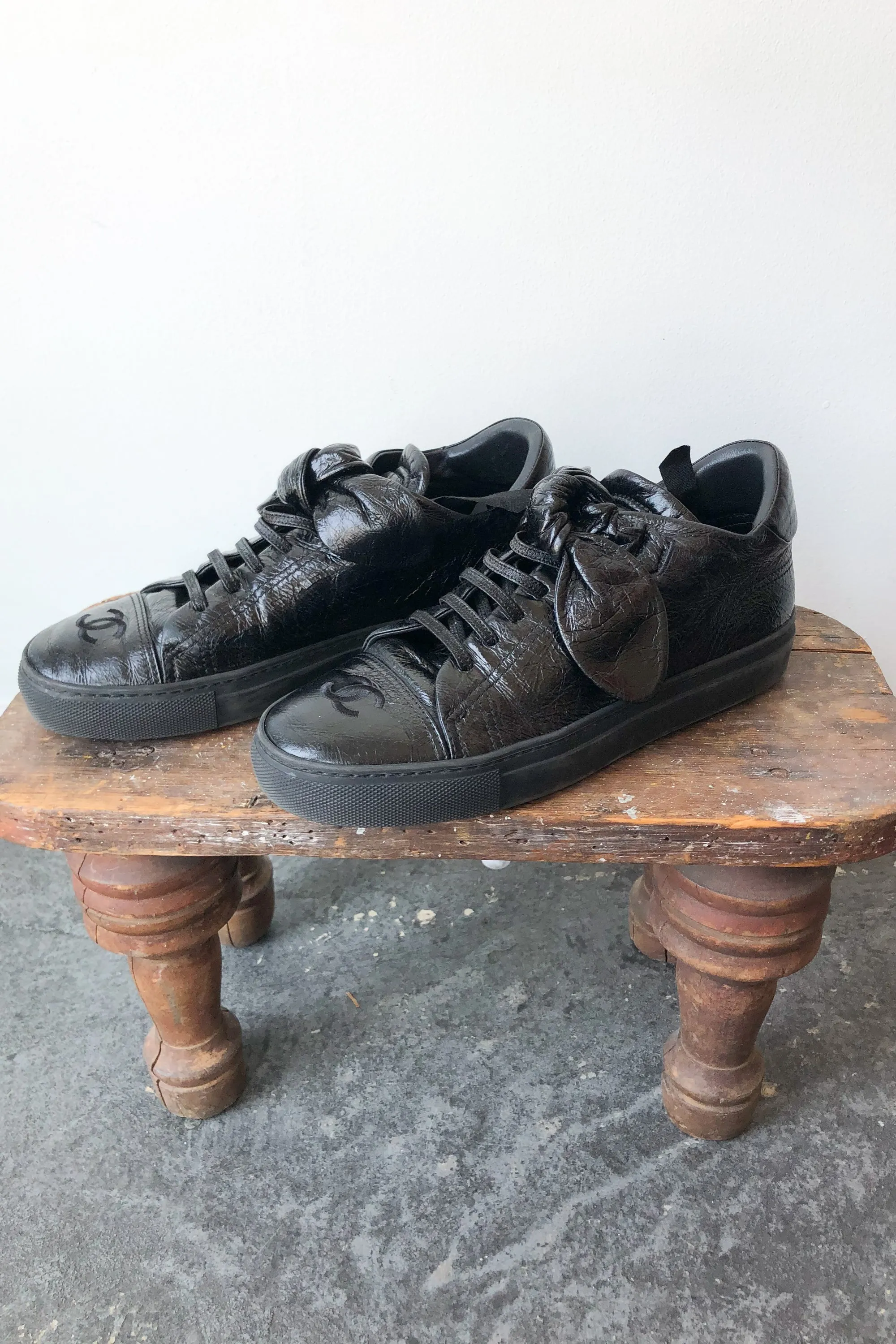 Authentic Chanel Black Bow Shoes