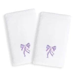 Authentic Hotel and Spa Sweet Kids Purple Bow Embroidered White