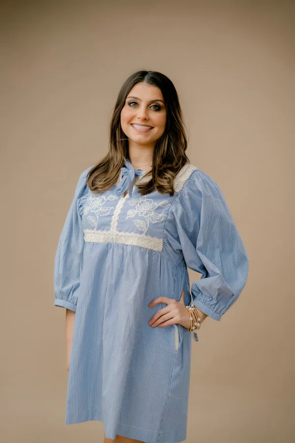Baby Blue Embroidered Dress